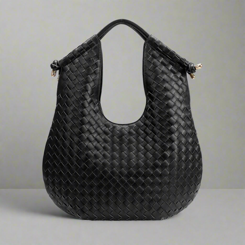 BLACK WOVEN SOLSTICE HANDBAG