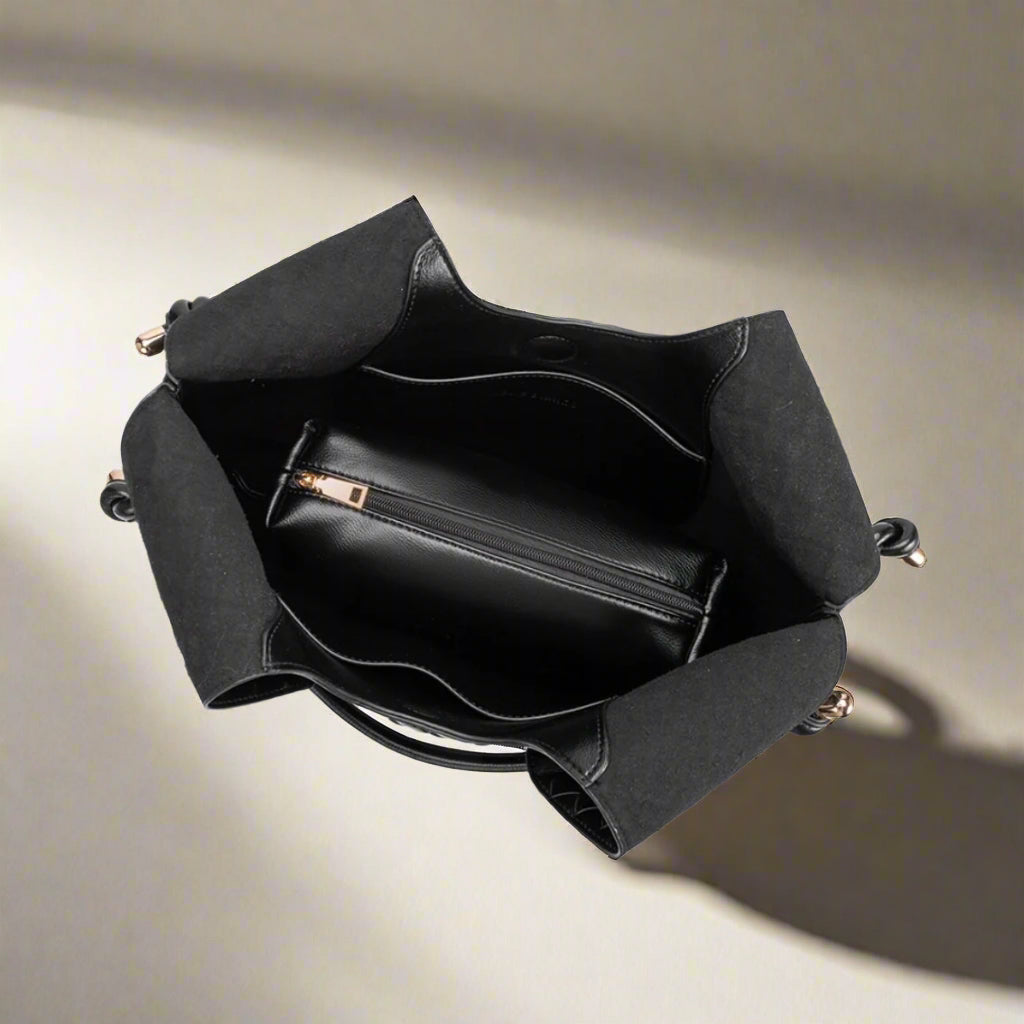 BLACK WOVEN SOLSTICE HANDBAG