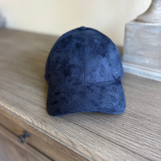 NAVY SUEDE BASEBALL HAT
